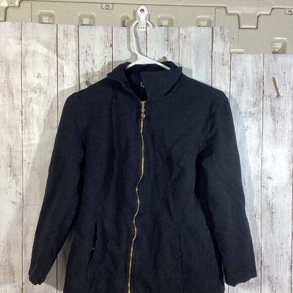 St John Marie Gray Sport Light Weight Stretch Black Blazer Coat Jacket M